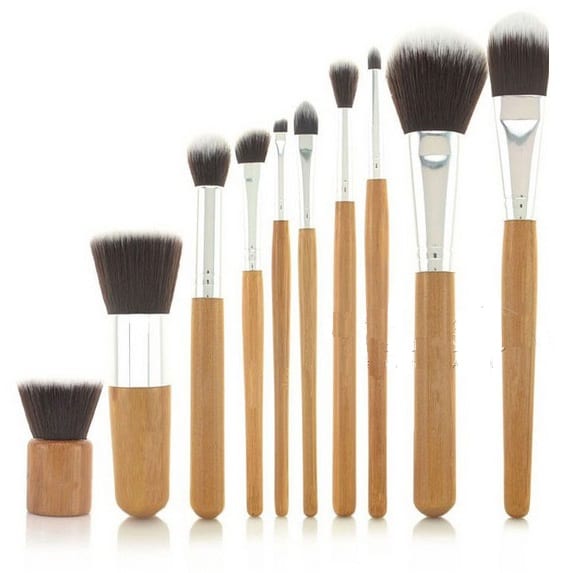 Glowii 10pcs EcoFriendly Bamboo Handle Makeup Brush Set Colour Zone