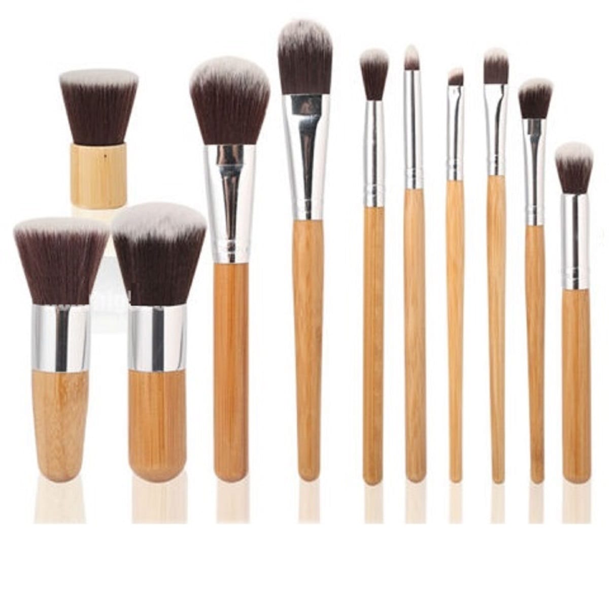 Glowii 11pcs Bamboo Handle Makeup Brush Set Colour Zone Cosmetics