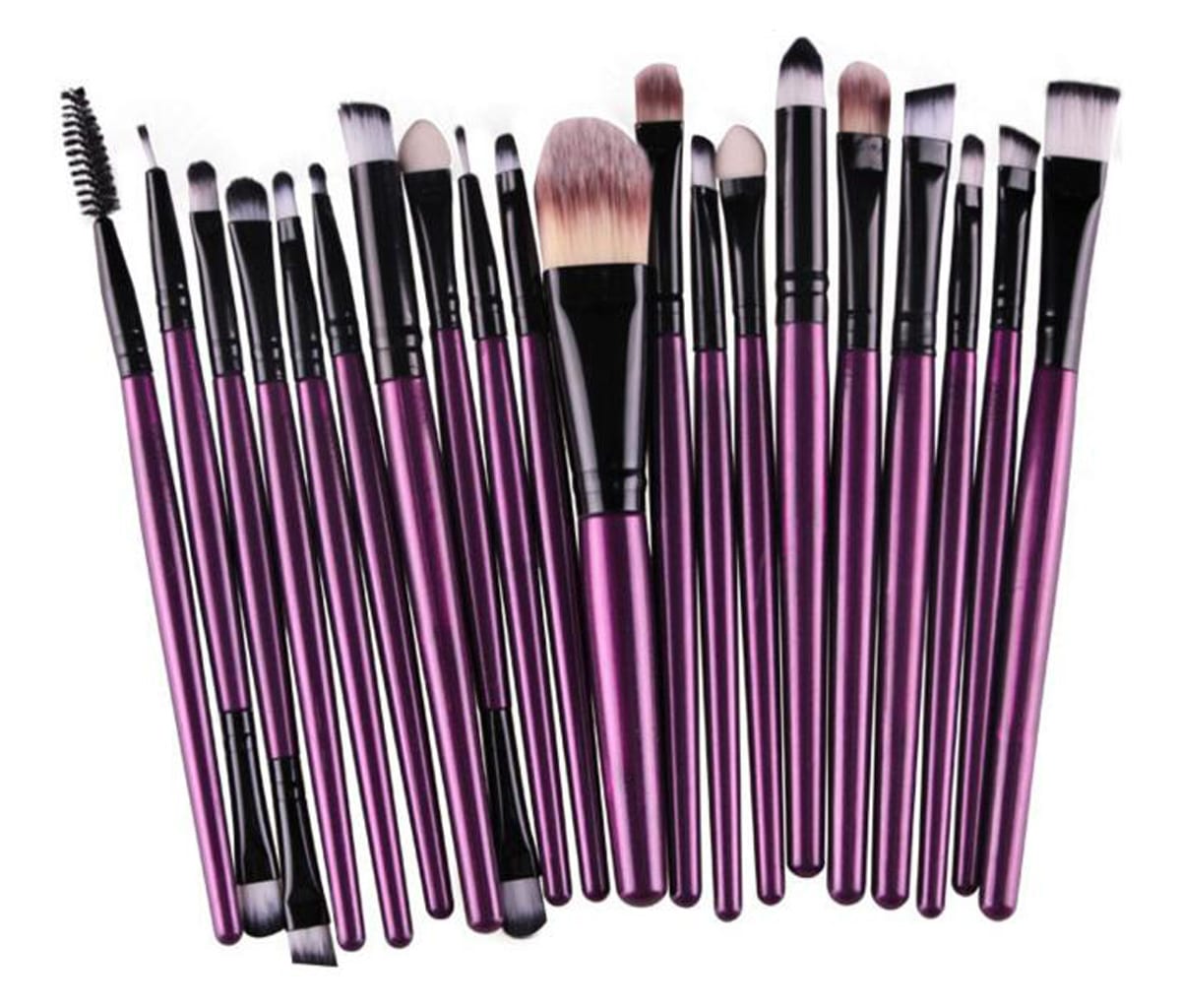 Glowii 20pcs Purple-Black Eye Makeup Brush Set