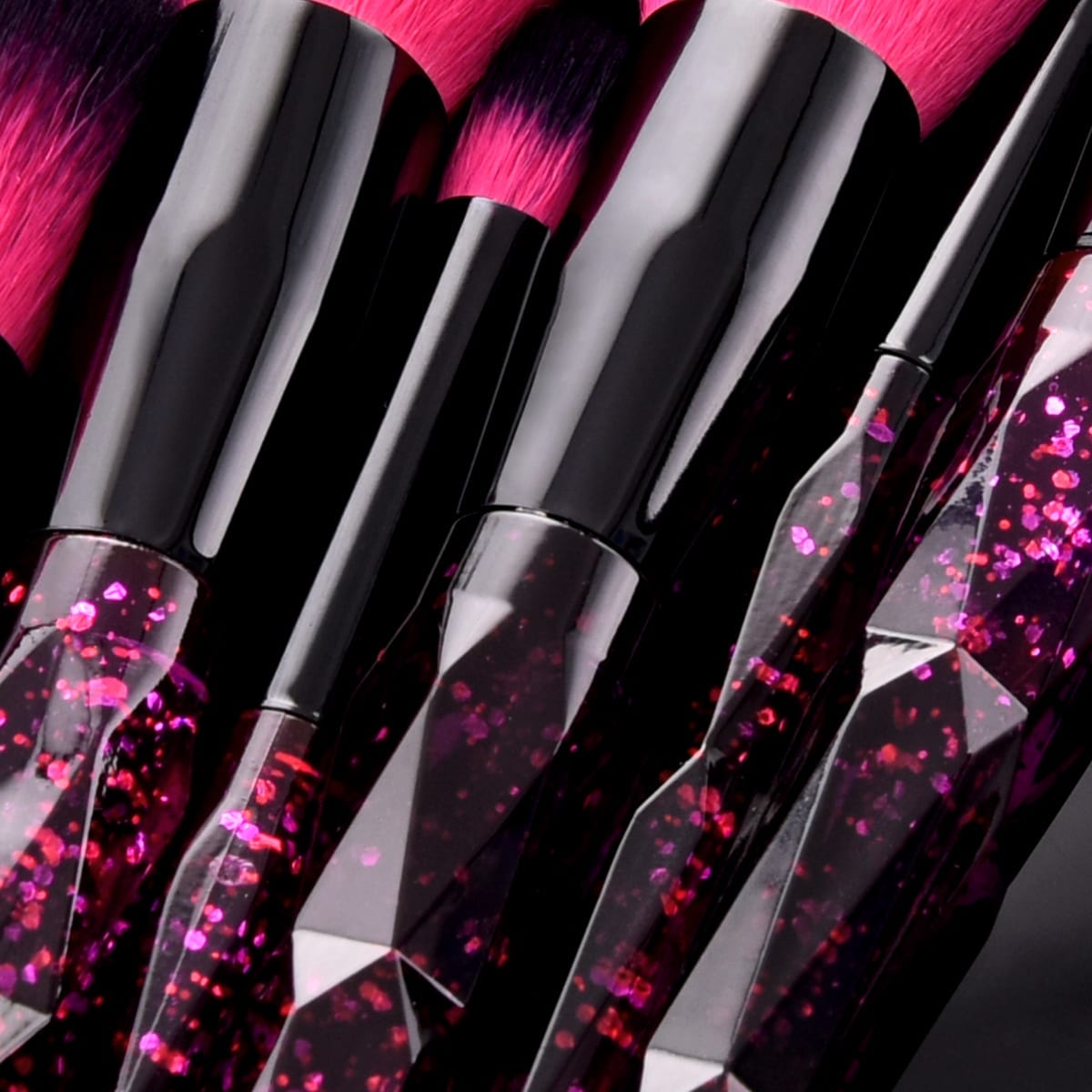 Glowii 10pcs PurpleBlack Shimmer Star Brush Set Colour Zone Cosmetics
