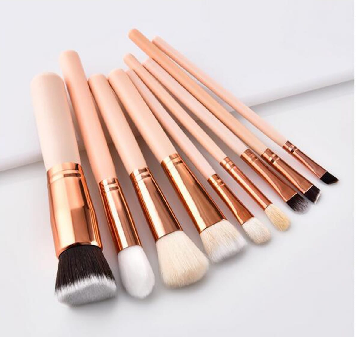 Glowii 9pcs Nude-Pink Rose-Gold Brush Set - Image 2