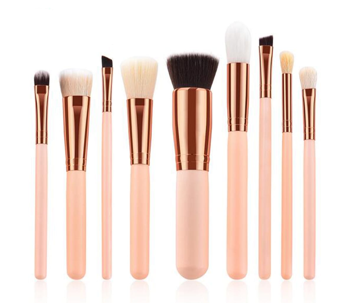 Glowii 9pcs Nude-Pink Rose-Gold Brush Set
