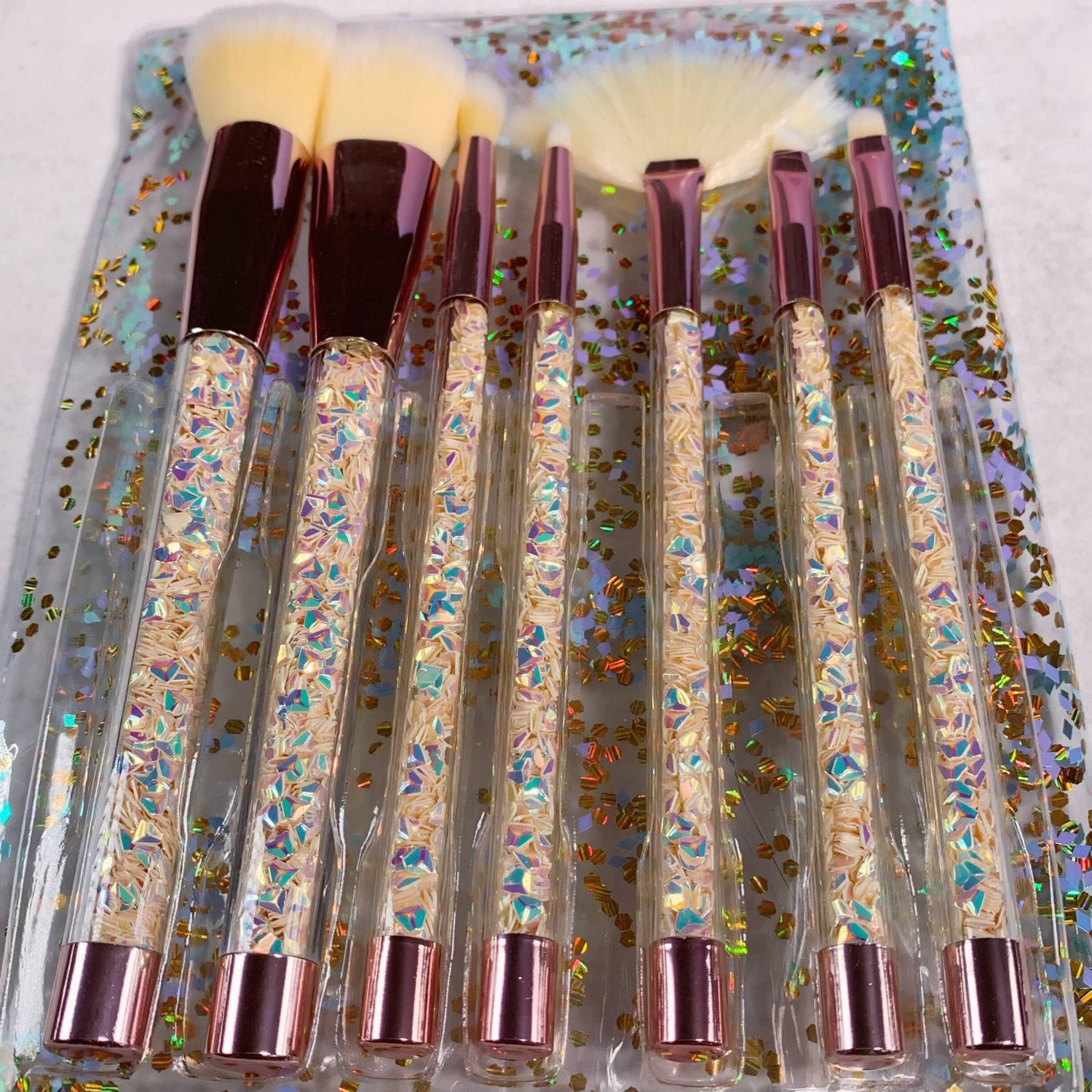 Glowii 7pcs Gold Glitter Brush Set Colour Zone Cosmetics
