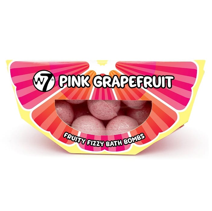 W7 Fruity Fizzy Bath Bombs Pink Grapefruit Colour Zone Cosmetics