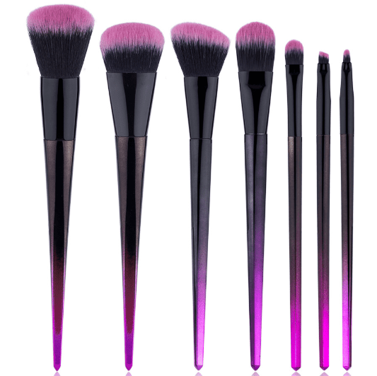 Glowii 7pcs Black PinkyPurple Gradient Makeup Brush Set Colour Zone