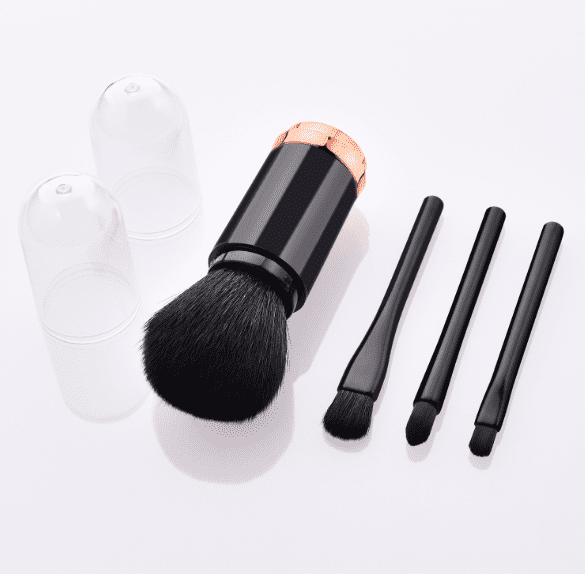 Glowii Retractable Powder + 3pcs Eyeshadow Travel Friendly Makeup Brush