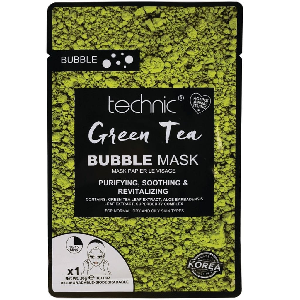 Technic Green Tea Bubble Sheet Face Mask Colour Zone Cosmetics