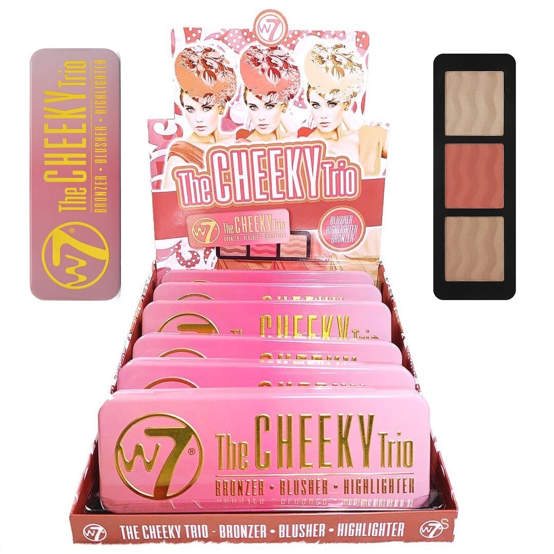 W7 The Cheeky Trio Bronzer, Blusher, Highlighter Palette (6pcs with