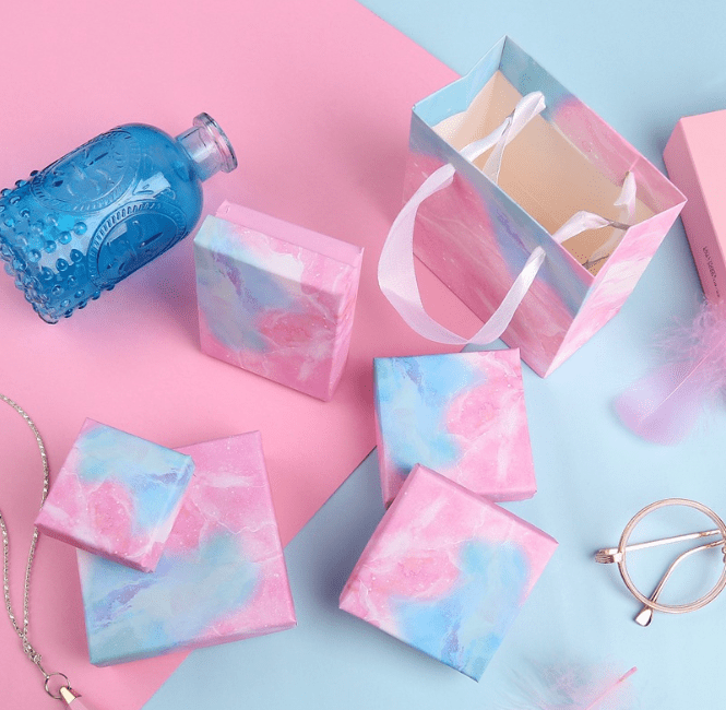 Colourful Marble Gift Box & Bag for Jewelry & Small Items (various options)