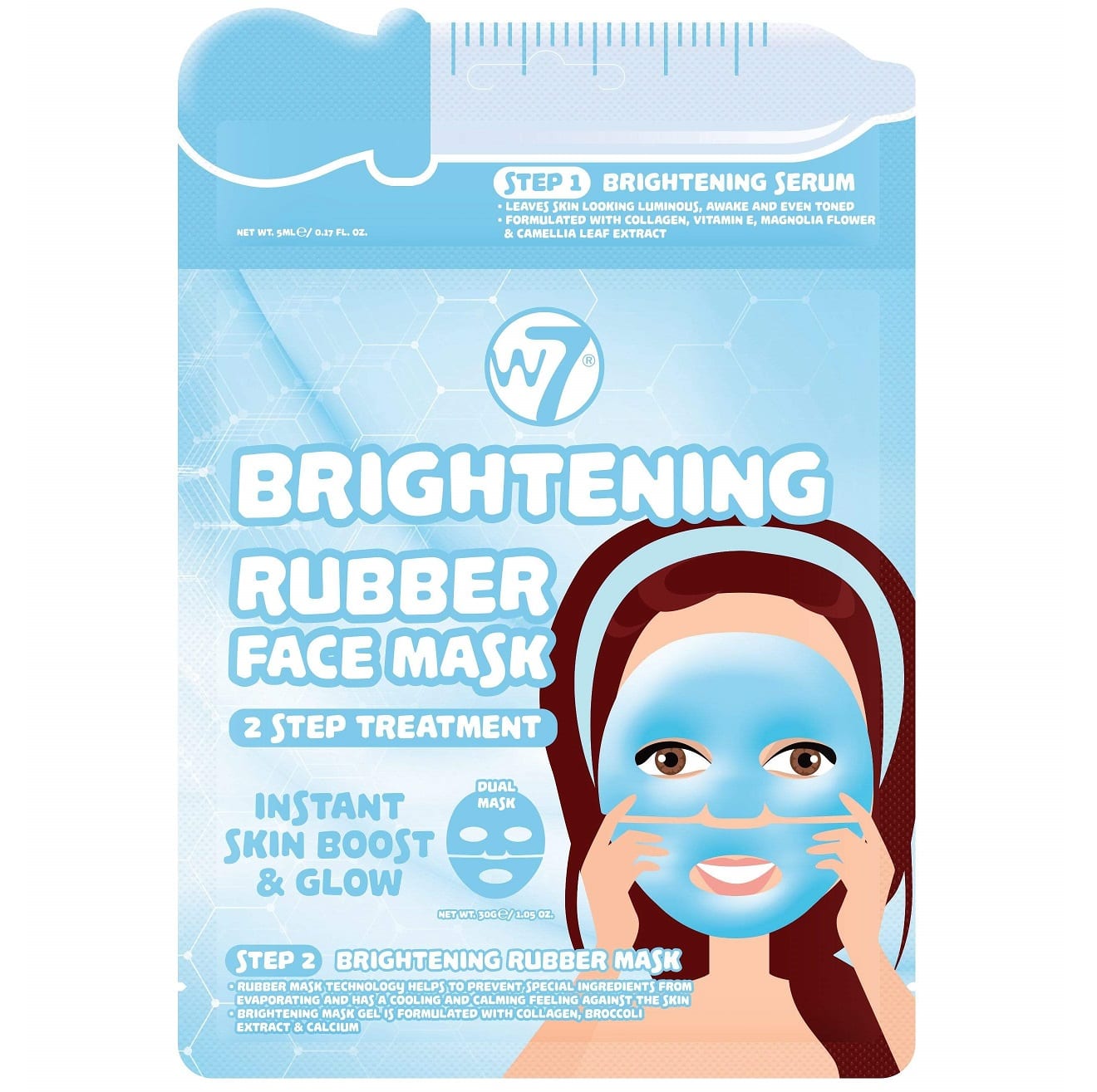 W7 Brightening 2 Step Treatment Rubber Face Mask Colour Zone Cosmetics