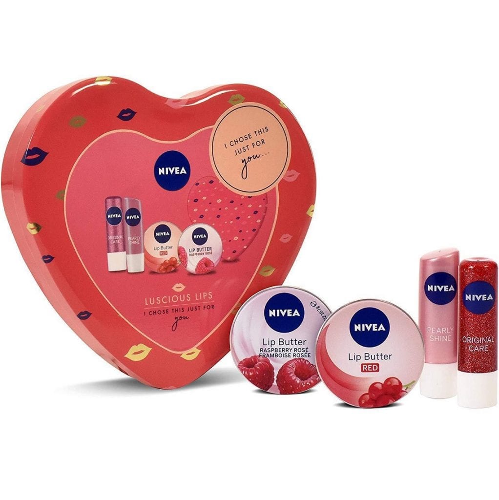 Nivea Luscious Lips Lip Care Gift Set Heart Tin Colour Zone Cosmetics