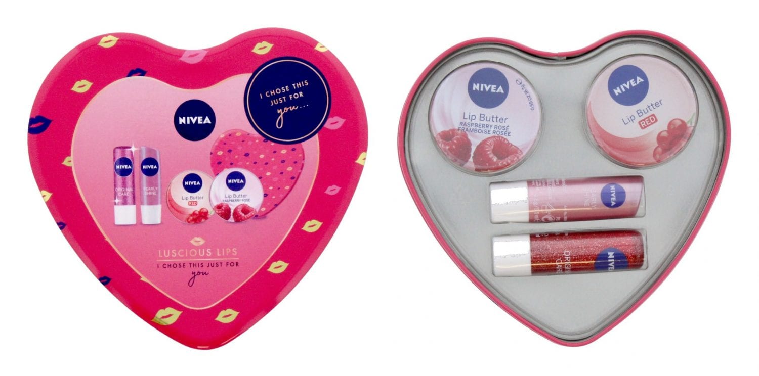 Nivea Luscious Lips Lip Care Gift Set Heart Tin Colour Zone Cosmetics