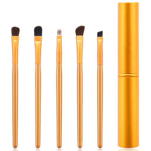 Glowii 5pcs Eye Makeup Brush Set with Metal Case - Gold