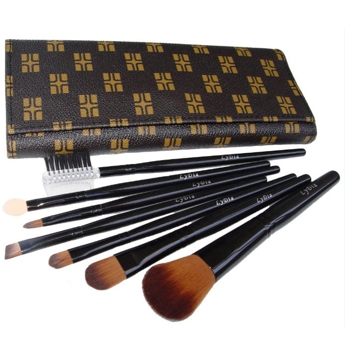 LyDia 7pcs Brown/Choc Makeup Brush Set with Case Colour Zone Cosmetics