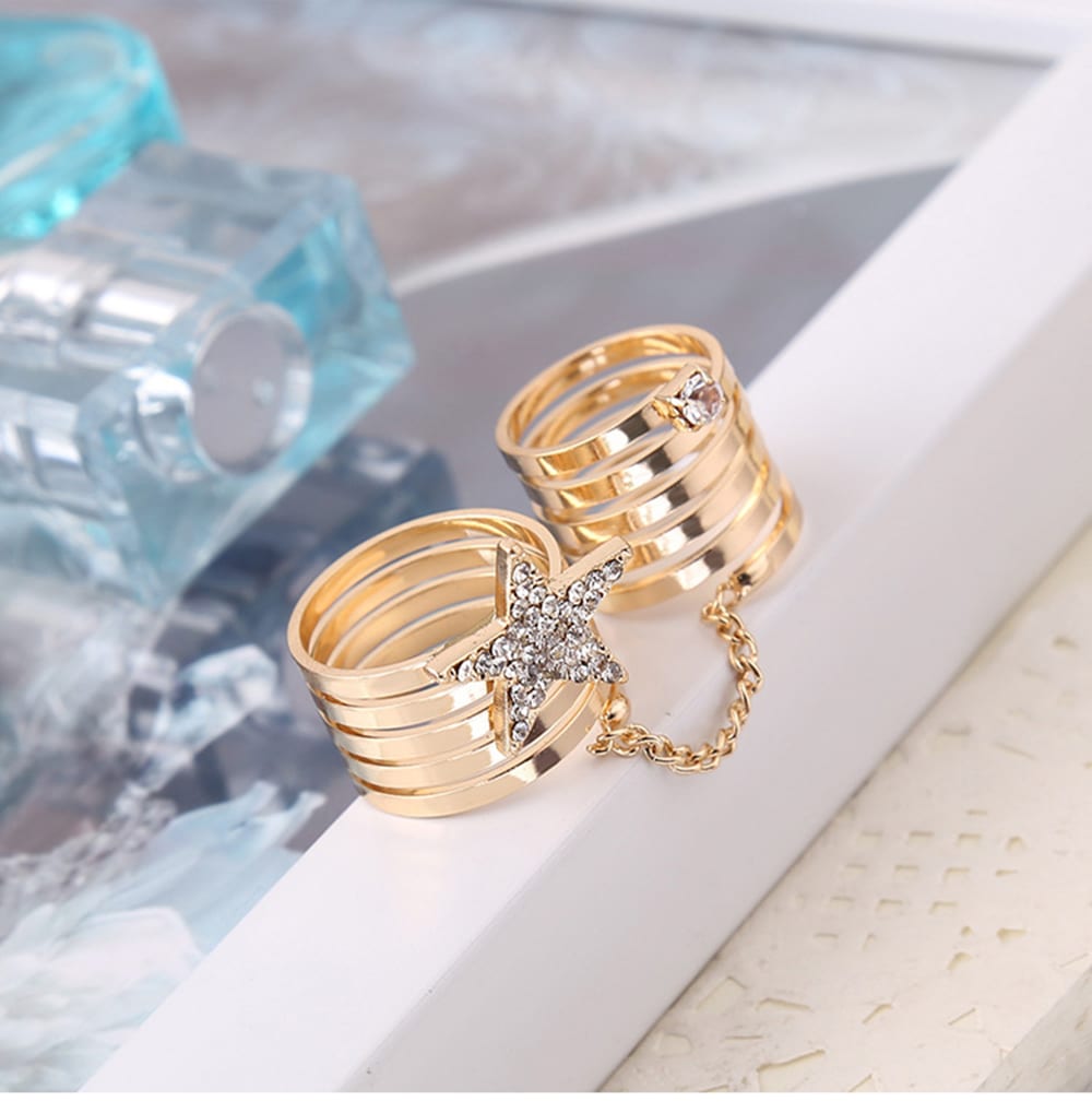 Golden Chain Star Cocktail Ring 10494 - Image 4