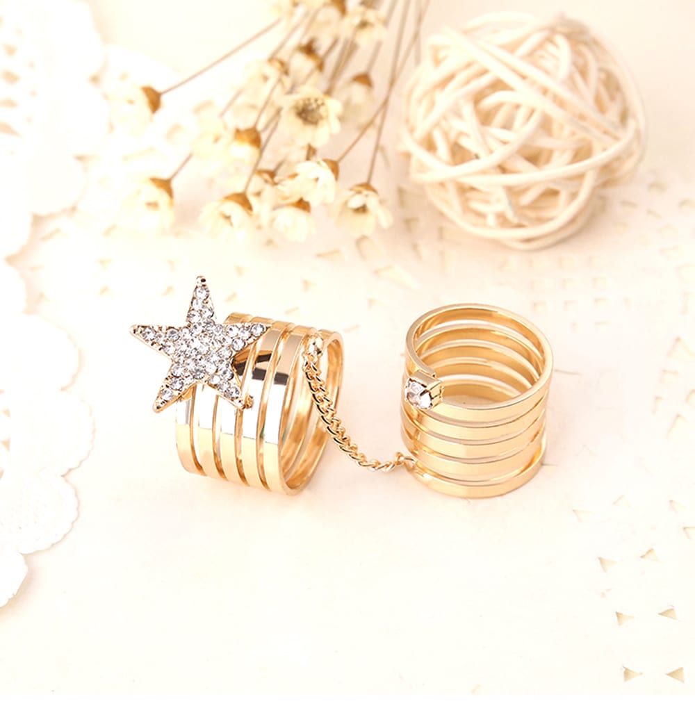 Golden Chain Star Cocktail Ring 10494 - Image 3