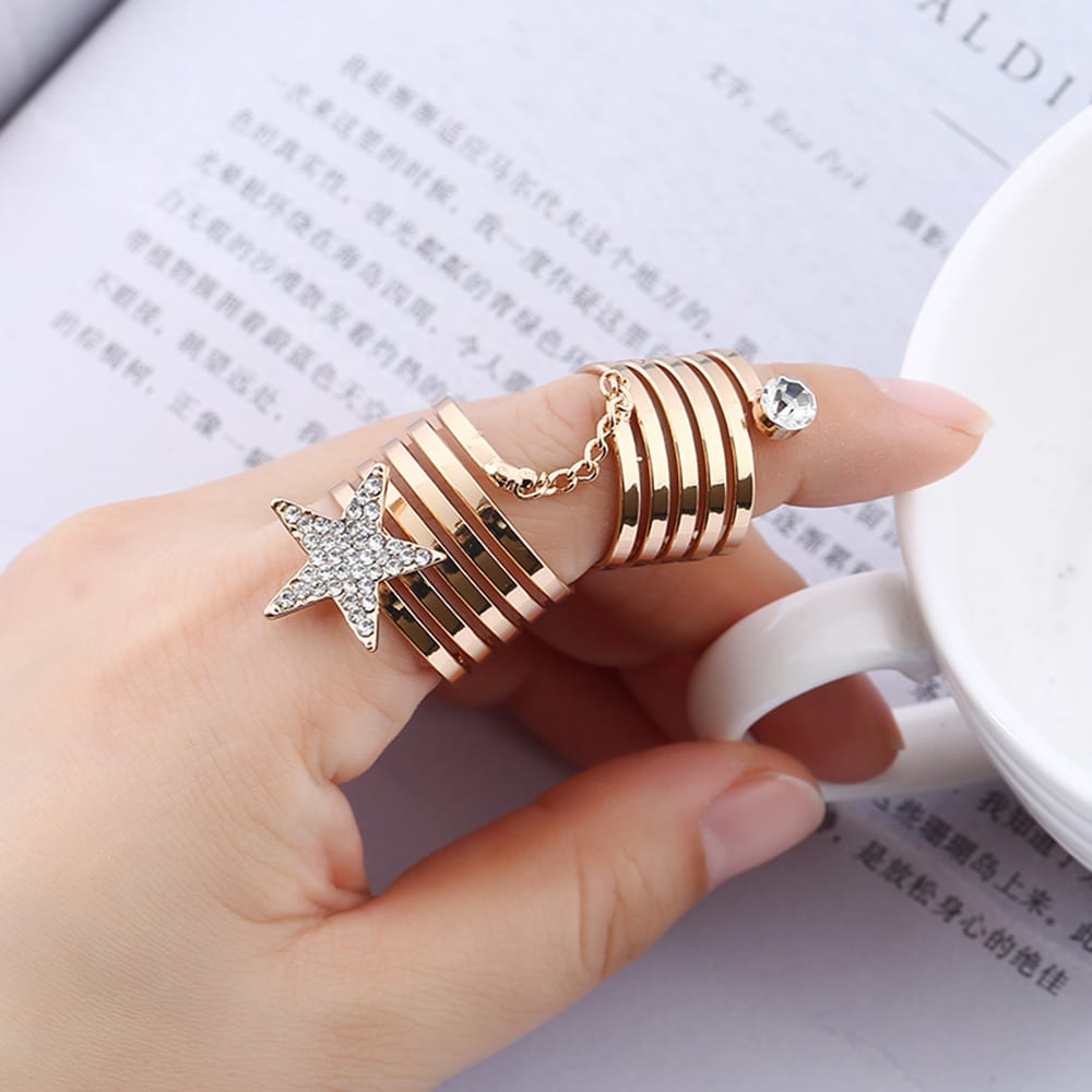 Golden Chain Star Cocktail Ring 10494 - Image 2