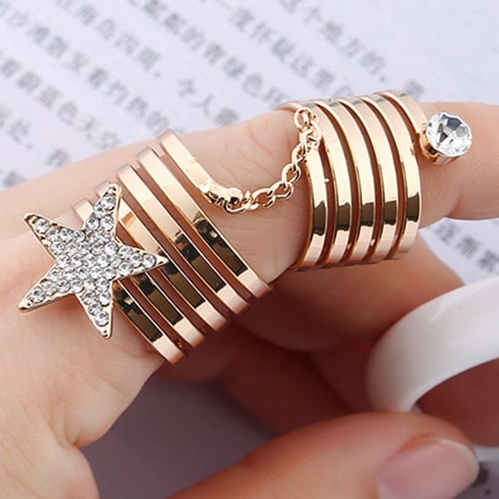 Golden Chain Star Cocktail Ring 10494