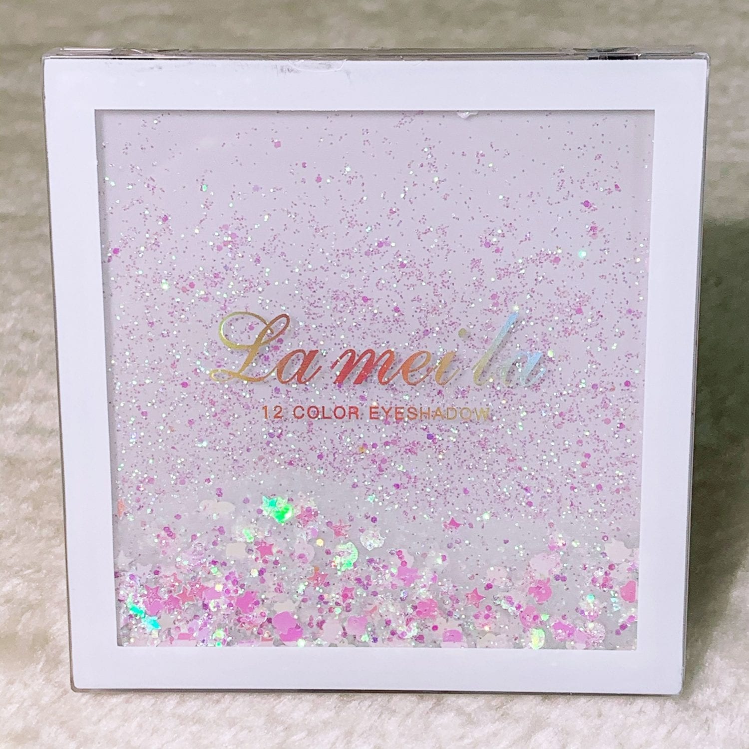 Lameila 12 Colours Eyeshadow Palette with Liquid Moving Glitter Case 01 - Image 2