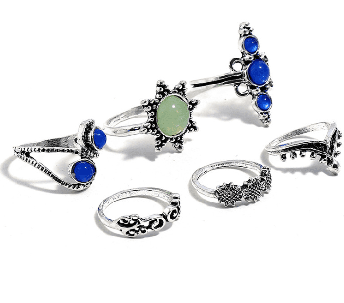 6pcs Vintage Style Ring Set WR007 - Image 2
