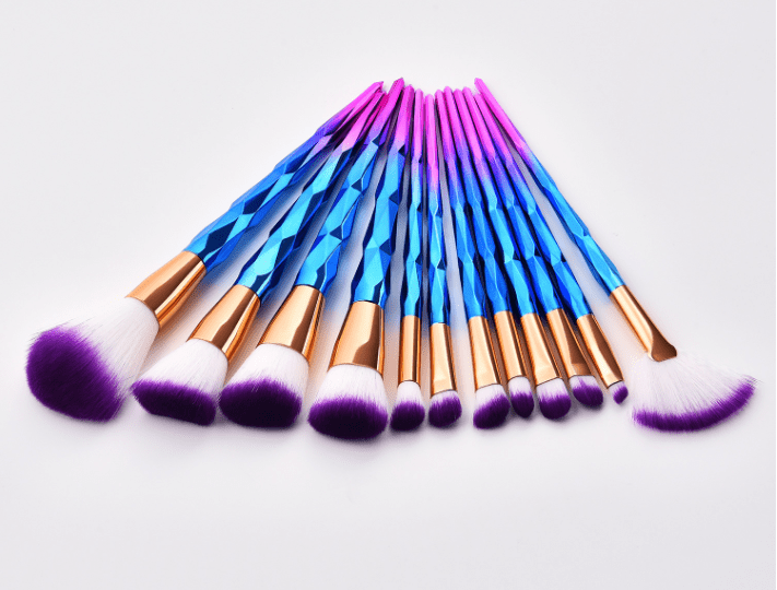 12pcs Unicorn Diamond Purple Hair Makeup Brush Set 2