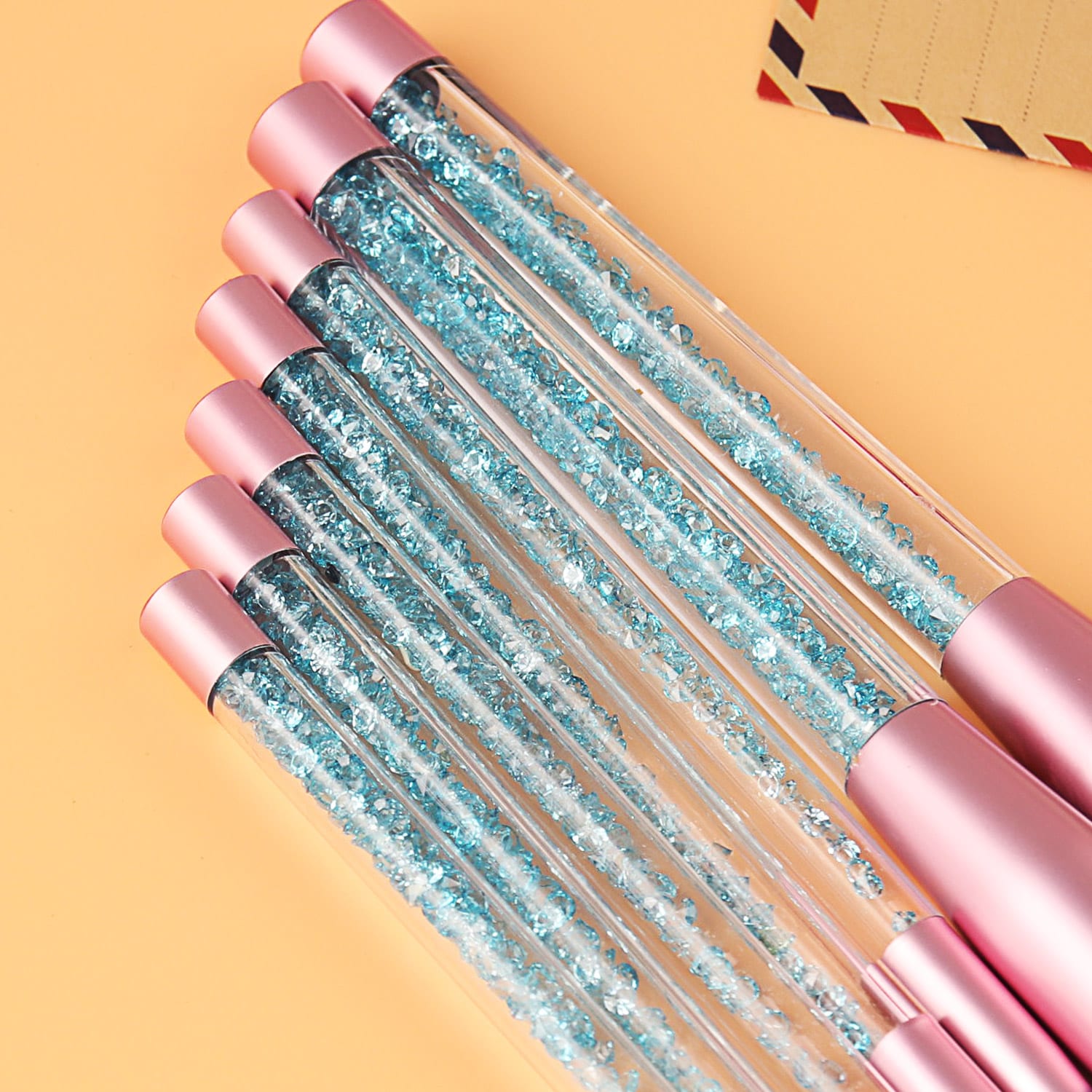 Glowii 7pcs Blue Moving Crystal with Bag Brush Set - Image 3