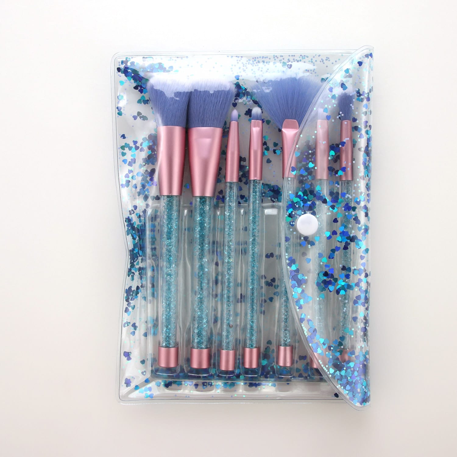 Glowii 7pcs Blue Moving Crystal with Bag Brush Set - Image 2