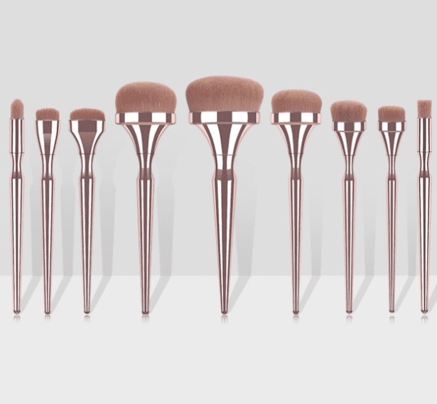 Glowii 9pcs Wide Head Light Champagne Makeup Brush Set - Image 2