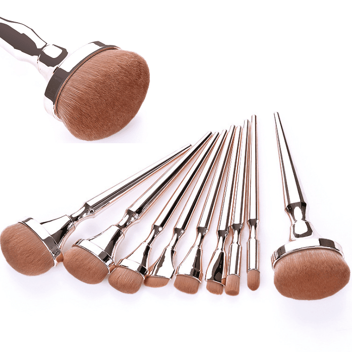Glowii 9pcs Wide Head Light Champagne Makeup Brush Set
