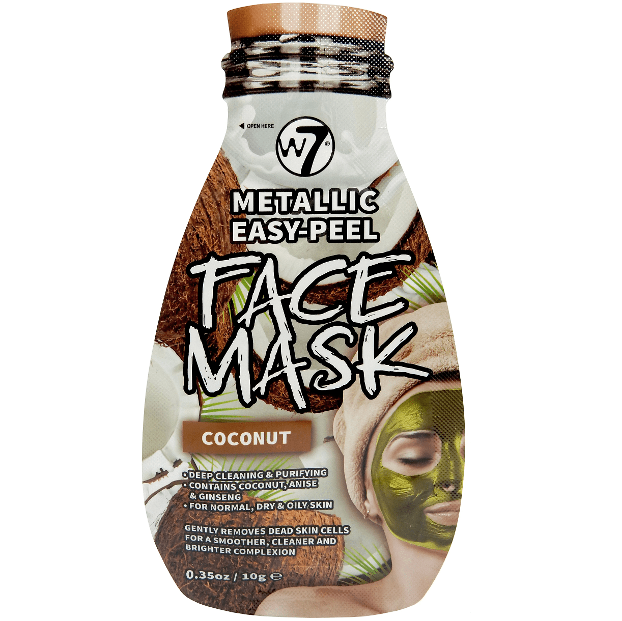 W7 Metallic EasyPeel Face Mask Coconut Colour Zone Cosmetics