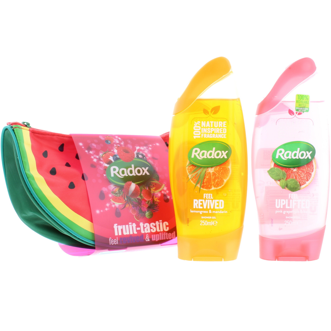 Radox Fruit-tastic Feel Revived & Uplifted Gift Set (2x Shower Gel 250ml + Watermelon Washbag)