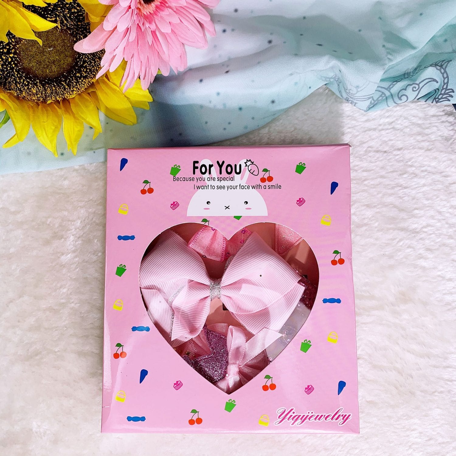10pcs Girls Hair Accessories Boxed Gift Set - Pink - Image 2