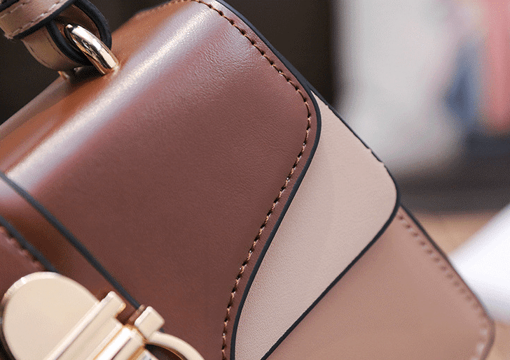 Artificial Leather Contrast Colour Flap Top Crossbody Bag DM-QZH-8473 (various colours to choose) - Image 4
