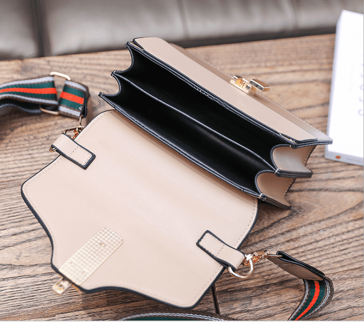 Artificial Leather Contrast Colour Flap Top Crossbody Bag DM-QZH-8473 (various colours to choose) - Image 2