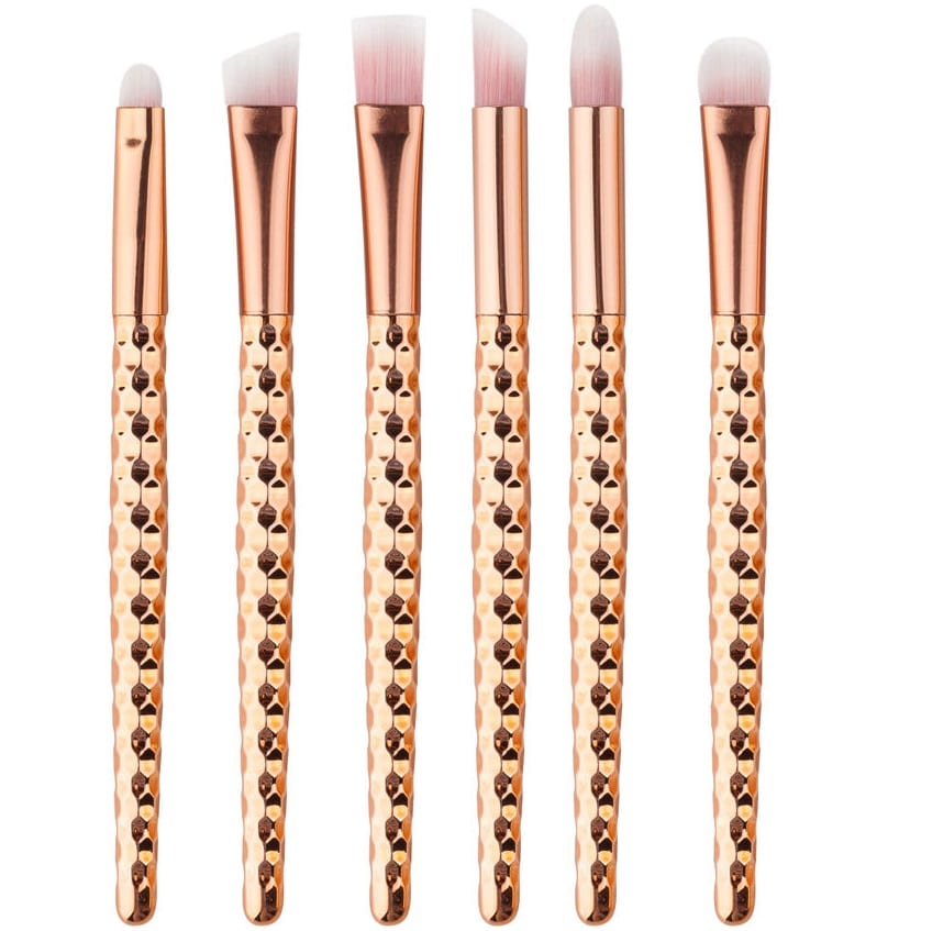 Glowii 6pcs RoseGold Pink Eye Makeup Brush Set Colour Zone Cosmetics