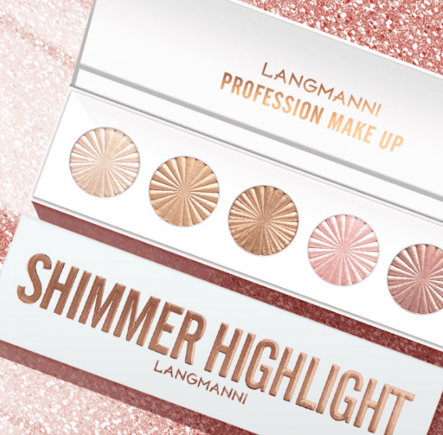Langmanni 5 Colours Shimmer Highlighter Palette Colour Zone Cosmetics