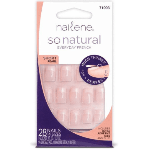 Nailene So Natural French Short Pearl False Nails 28pcs 14 Sizes - 71993