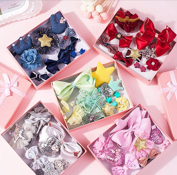 10pcs Girls Hair Accessories Boxed Gift Set (various colours to choose