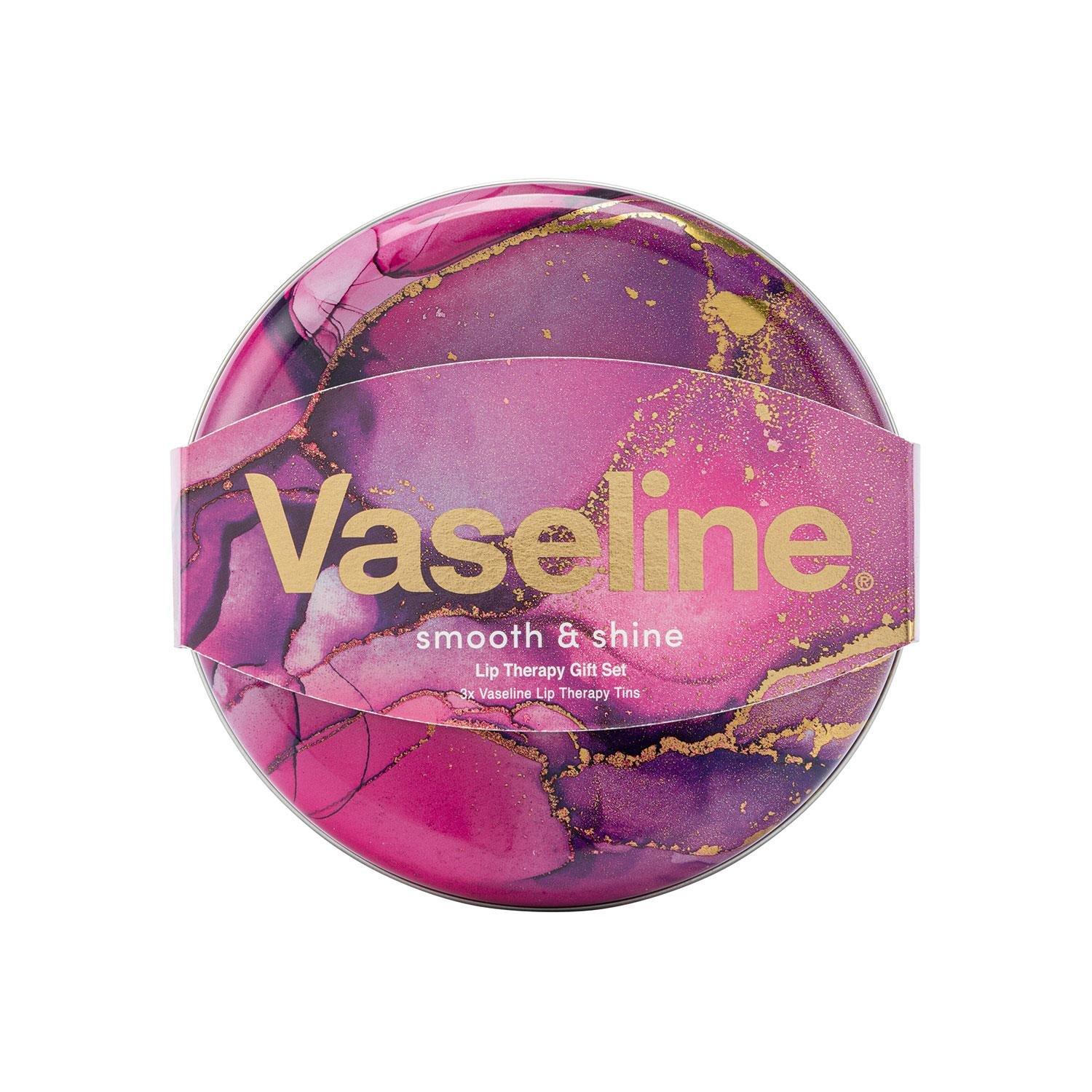 Vaseline Smooth & Shine Lip Therapy Rosy Selection Tin Gift Set 3 x 20g Colour Zone Cosmetics