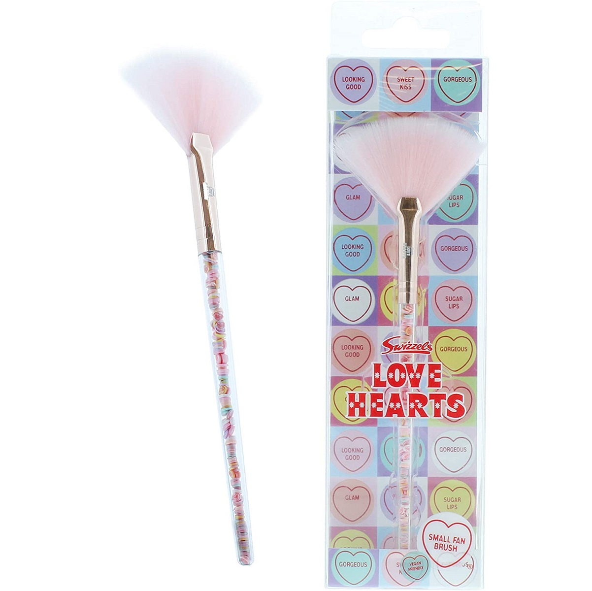 Love Hearts Filled Small Fan Makeup Brush Colour Zone Cosmetics