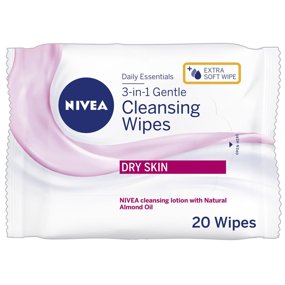 Nivea 3 In 1 Gentle Cleansing Wipes for Dry Skin 20 Wipes Colour Zone