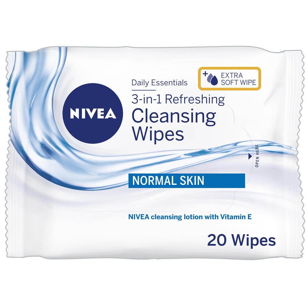 Nivea 3 In 1 Gentle Cleansing Wipes for Normal Skin 20 Wipes Colour