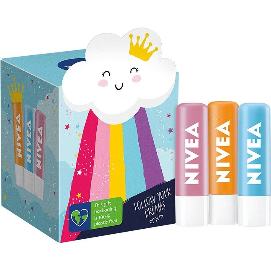 Nivea Rainbow Lip Balm Trio Gift Set Colour Zone Cosmetics