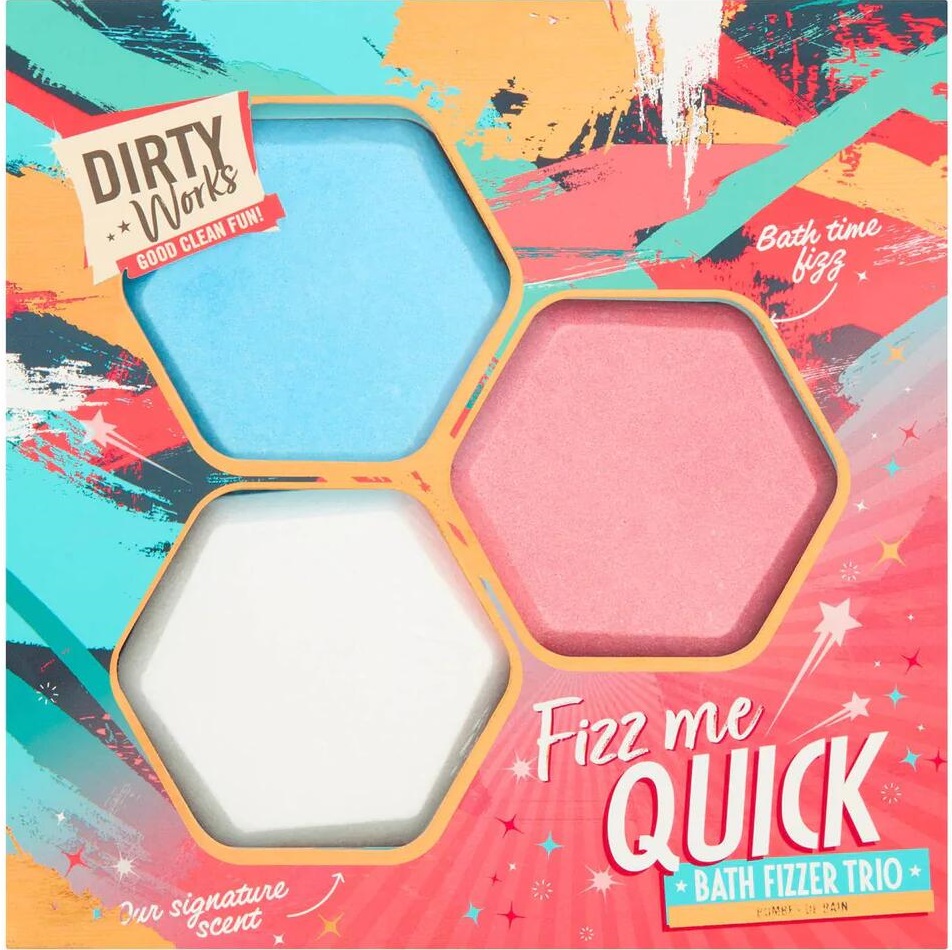 Dirty Works Fizz Me Quick Bath Fizzer Trio Colour Zone Cosmetics