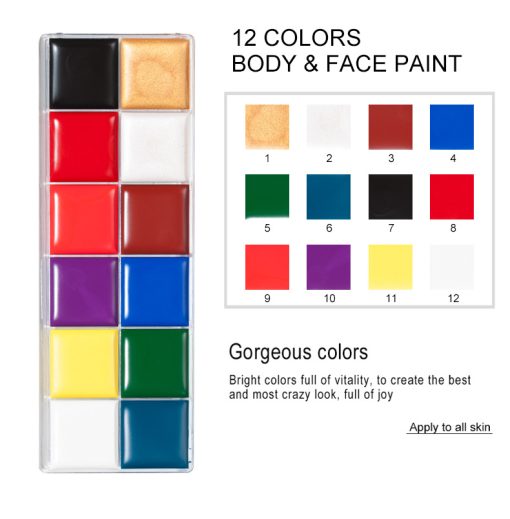 12 Colours Face n Body Paint Palette Colour Zone Cosmetics