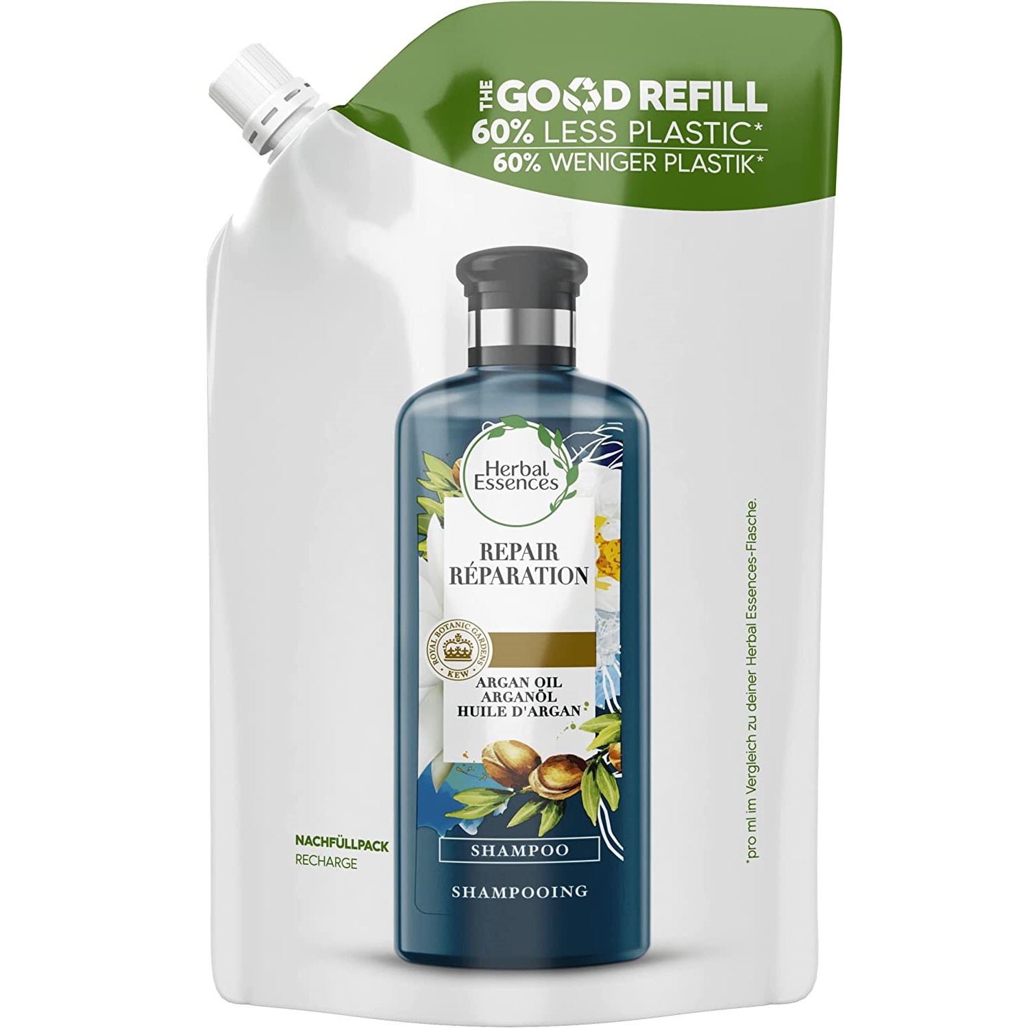 Herbal Essences Argan Oil Shampoo Good Refill Pouch 480ml Colour Zone