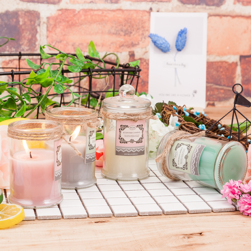 Scented Fragrance Candle in Tall Glass Jar 1