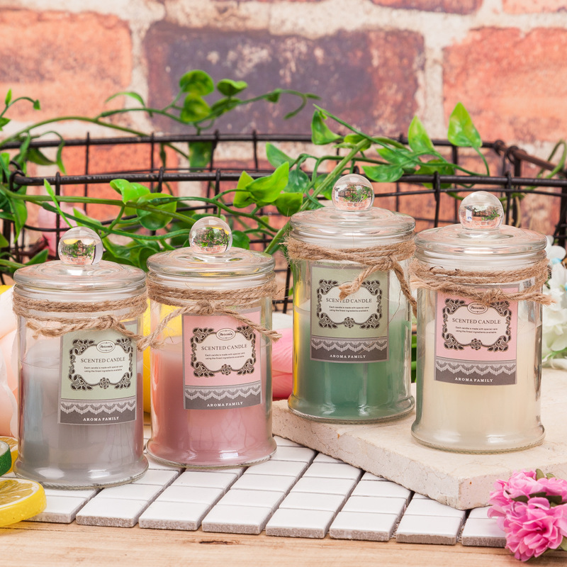 Scented Fragrance Candle in Tall Glass Jar 2