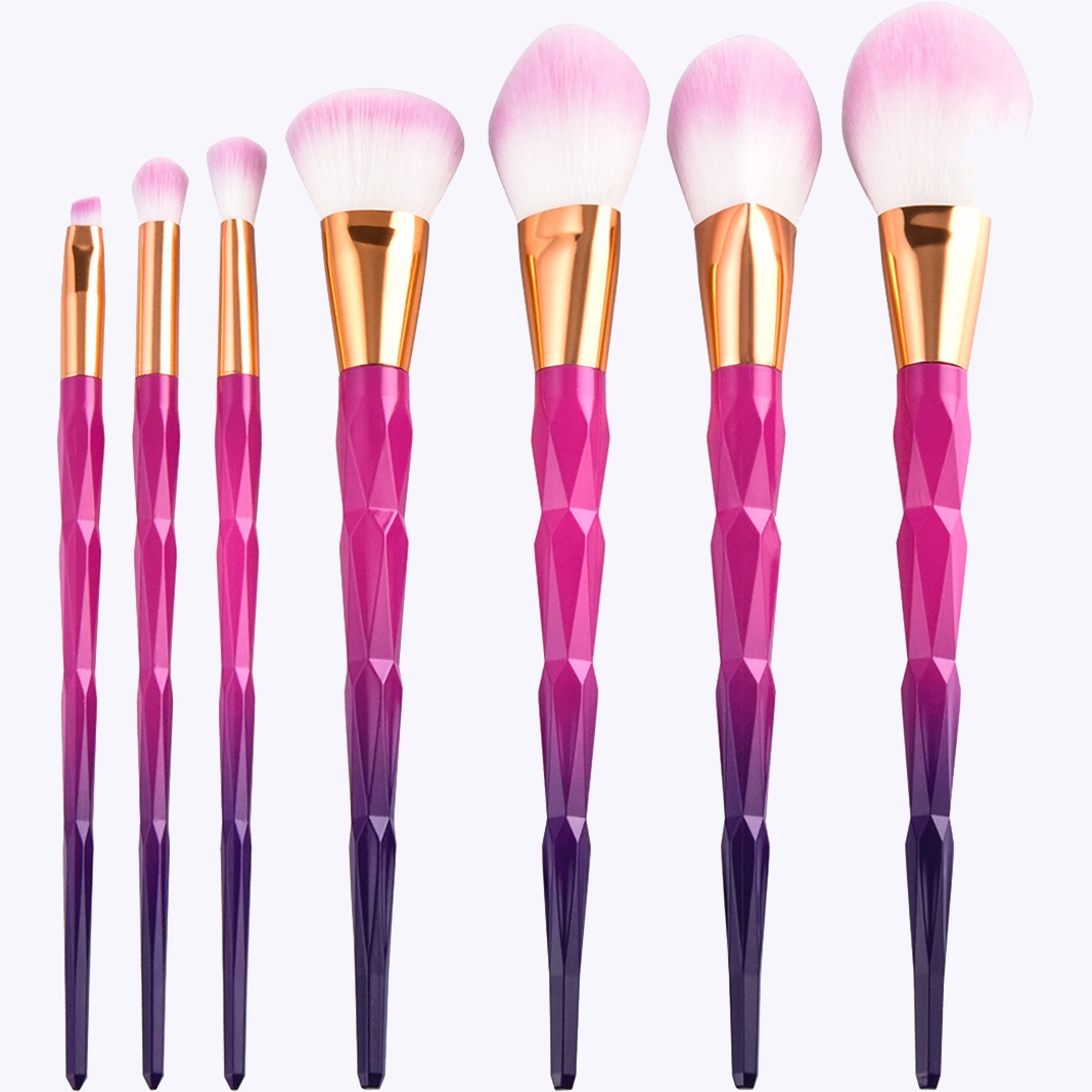 Glowii 7pcs Purple Diamond Makeup Brush Set Colour Zone Cosmetics