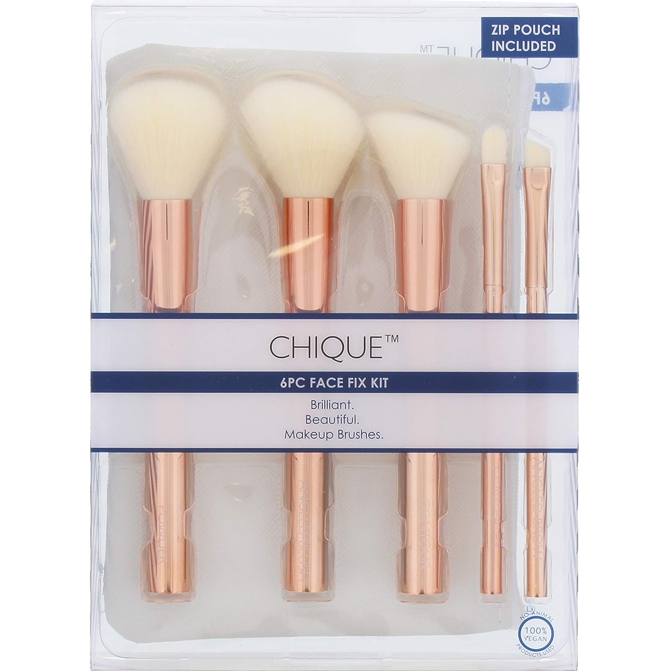 Royal & Langnickel Chique Face Fix RoseGold Makeup Brush Set Colour